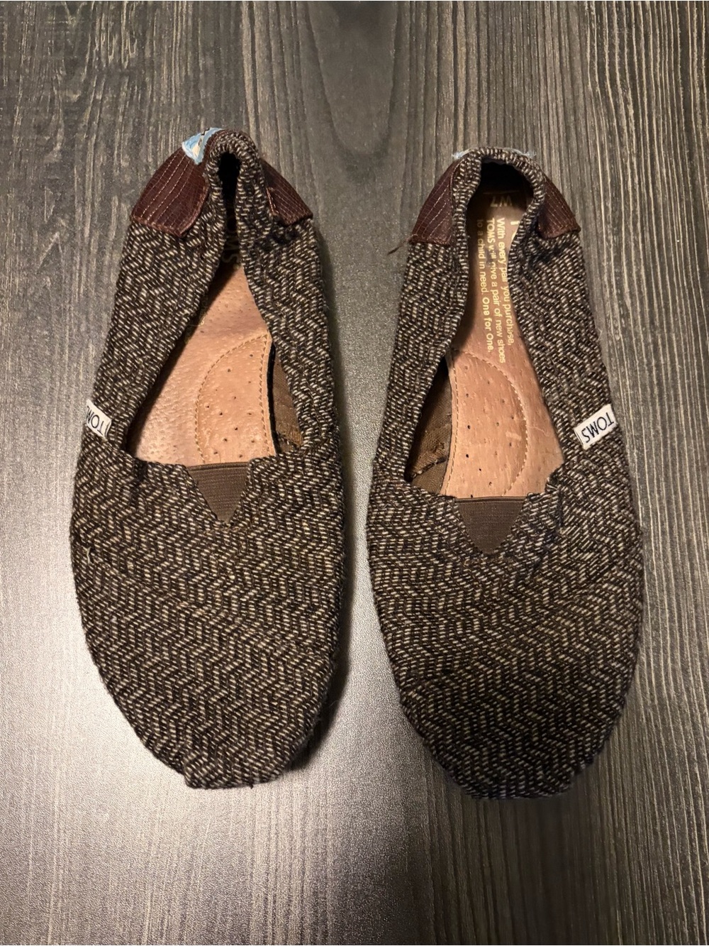 Toms Brown Tweed Slip-On Canvas Shoes